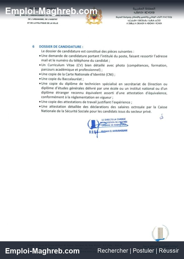 Agence Urbaine de Rabat-Sale publie 7 postes pour techniciens et architectes en