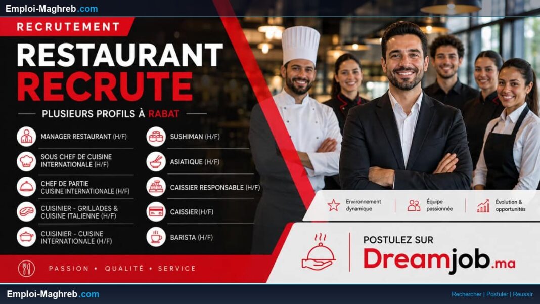 Entreprise de Restauration ouvre plusieurs postes CDI à Rabat