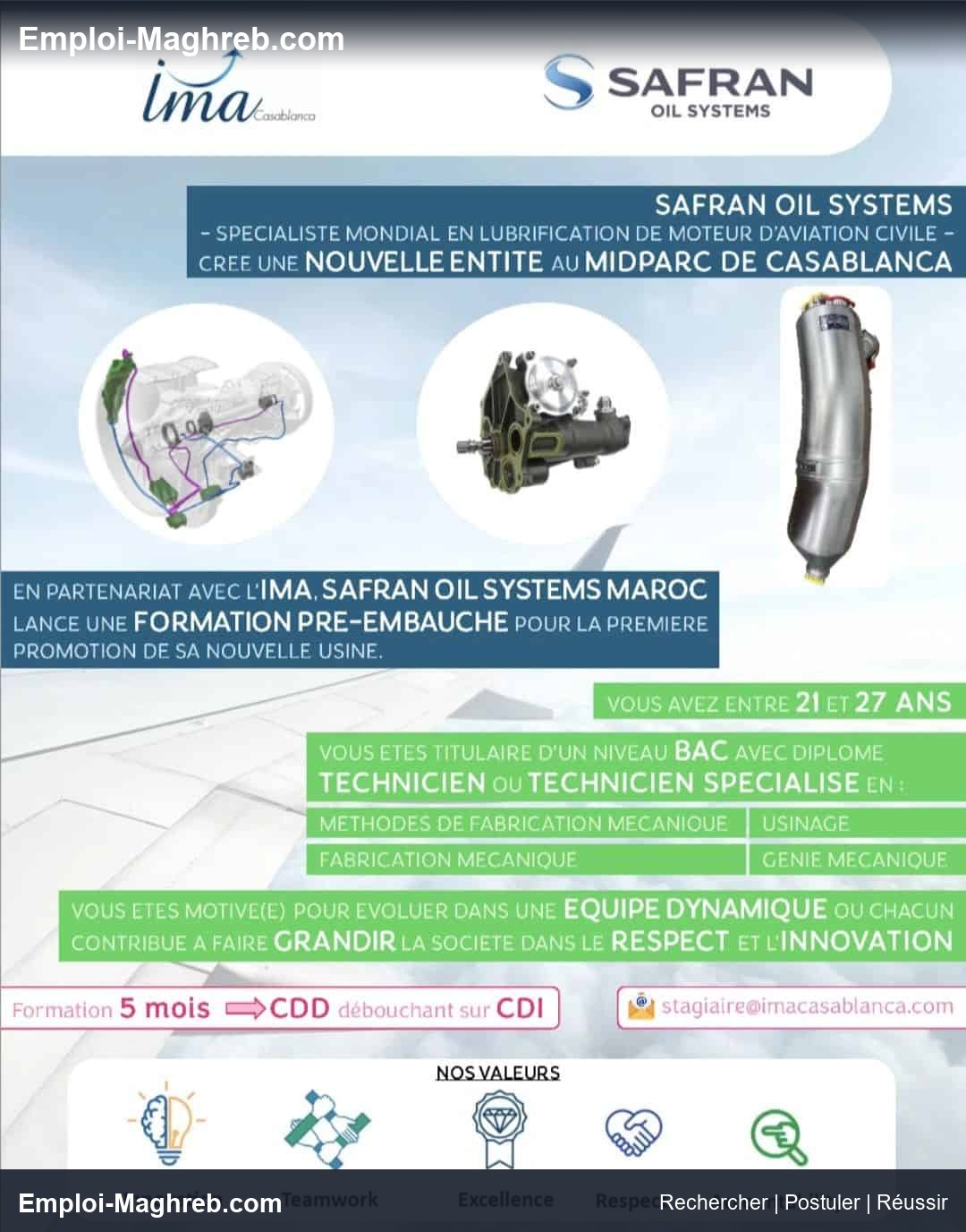 IMA propose formation pré-embauche Safran Casablanca CDD/CDI