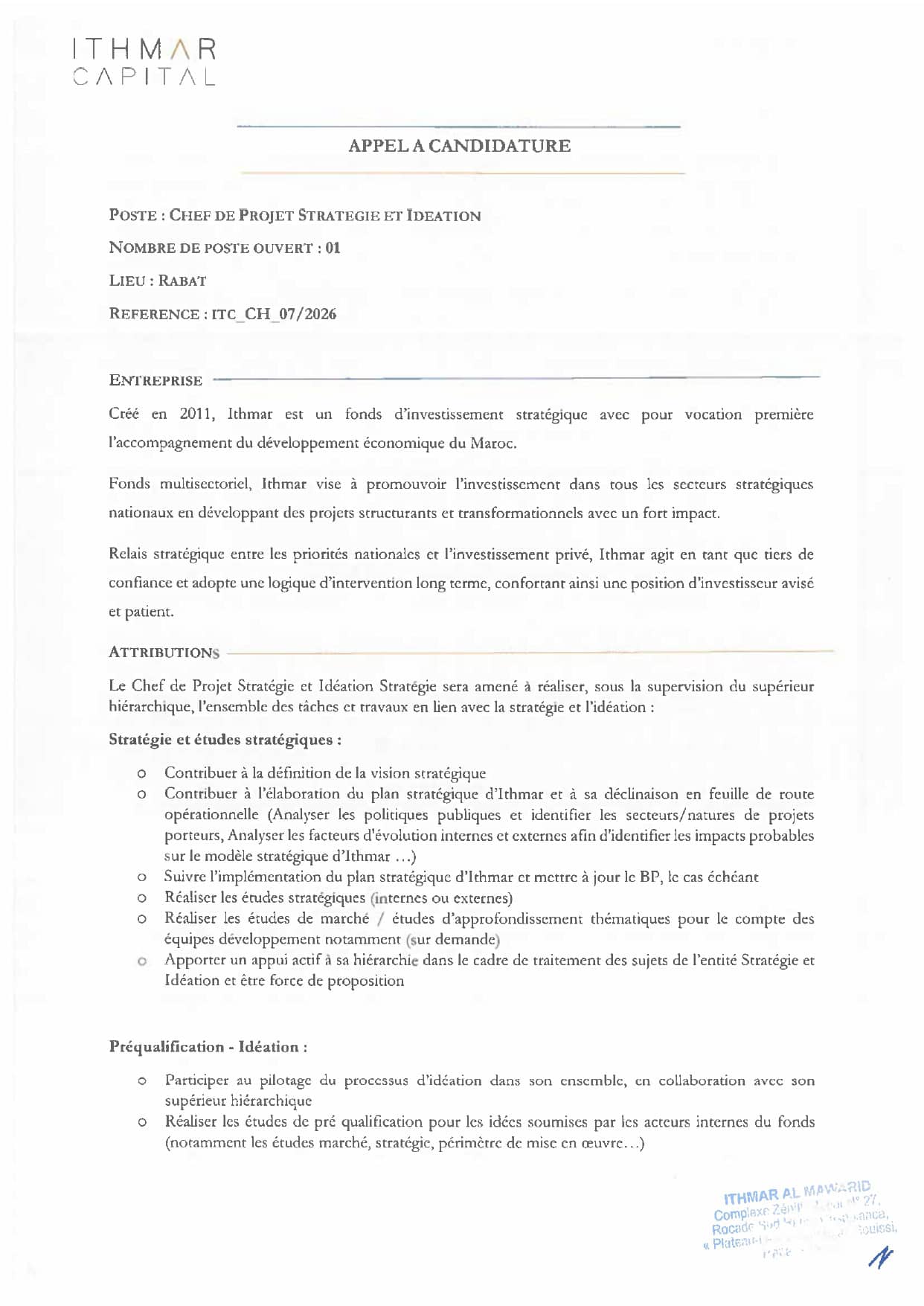 ITHMAR Capital publie ses concours 2026 pour 4 postes