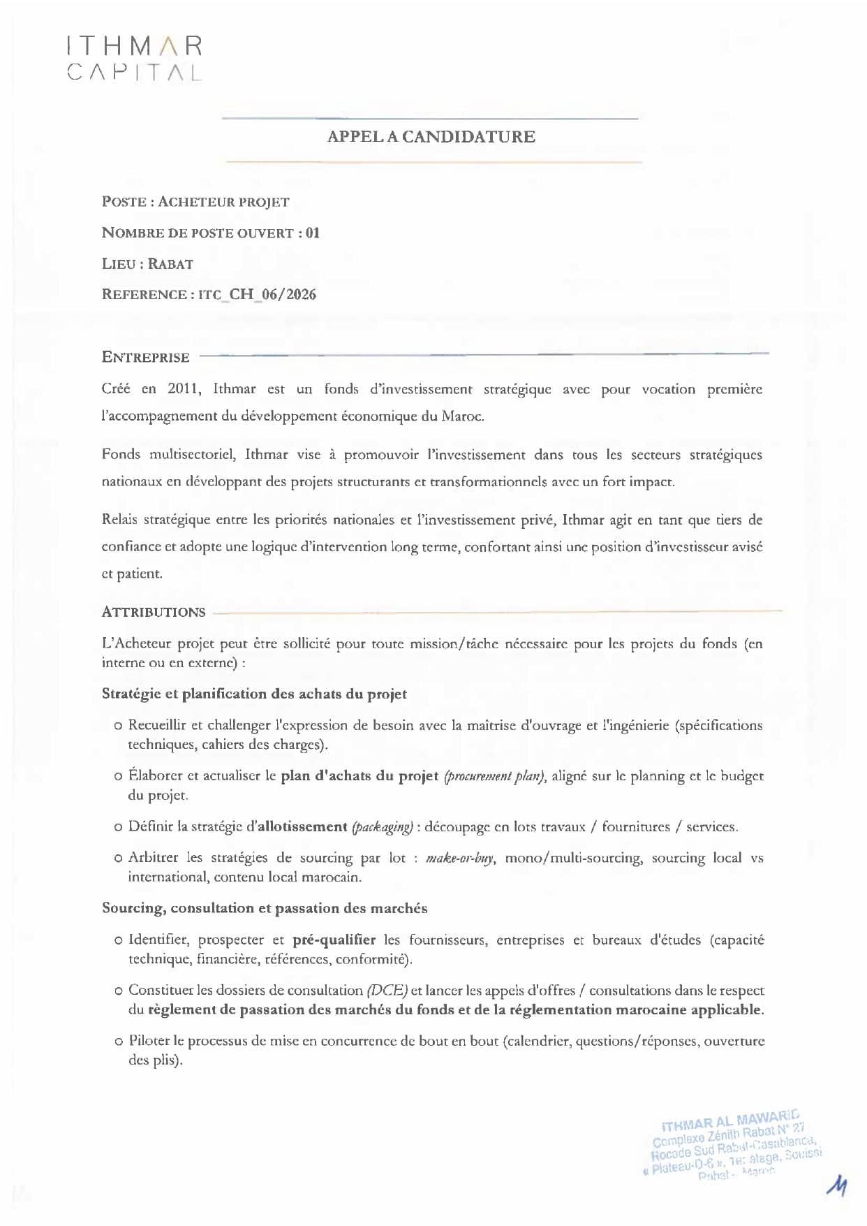 ITHMAR Capital publie ses concours 2026 pour 4 postes