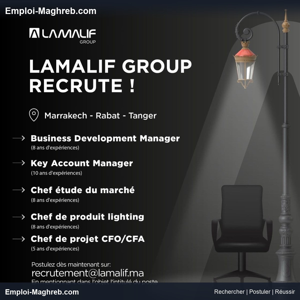 Lamalif Group ouvre 5 CDI dans des métiers clés à Rabat