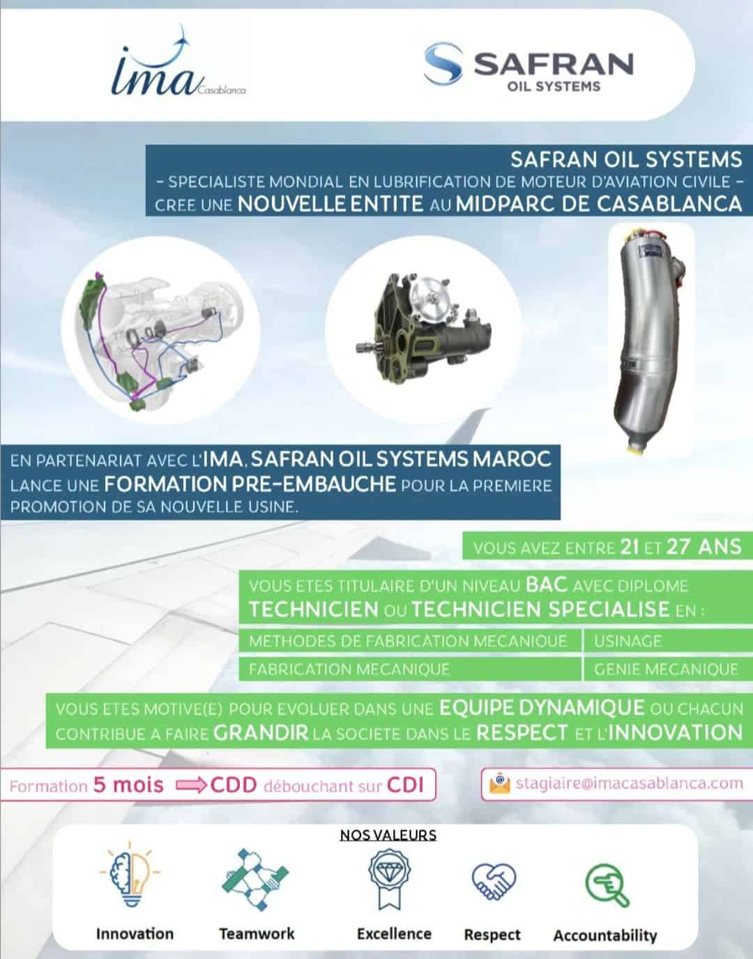 L'IMA et Safran Oil Systems Maroc lancent une sélection pré-embauche à Casablanc