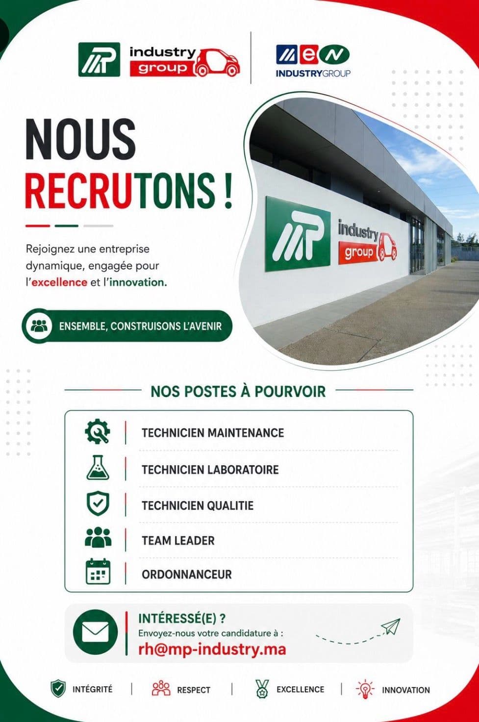 5 postes ouverts chez MP Industry dans l’industrie automobile