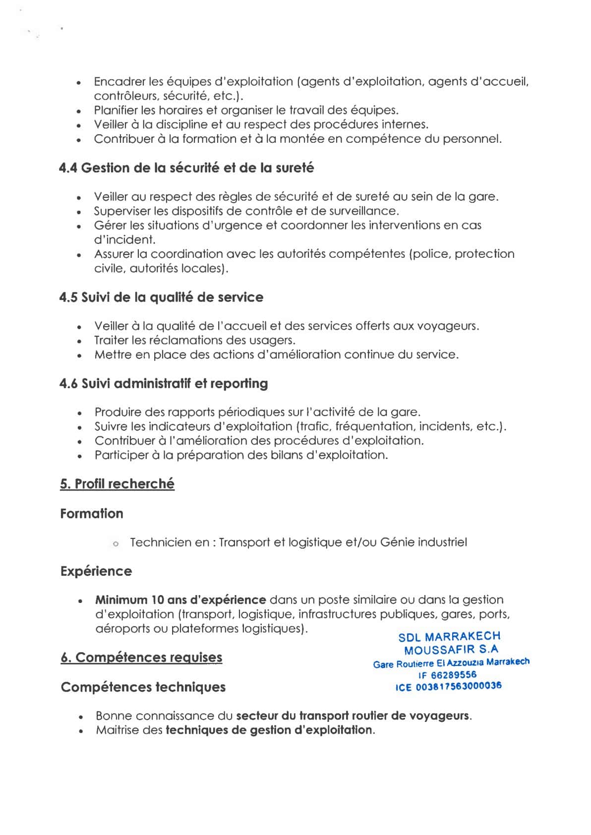 Concours de Recrutement SDL Marrakech Moussafir 2026 (2 Postes)