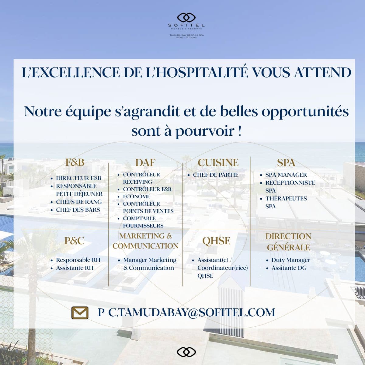 Sofitel Tamuda Bay Beach & Spa recrute 19 postes Tétouan CDI