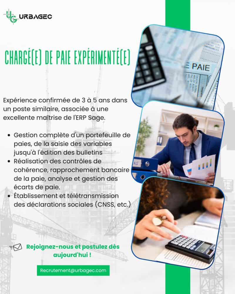 URBAGEC recrute 2 profils RH à Mohammedia CDI